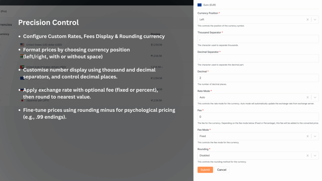 Precision Control options